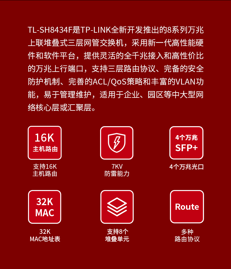 TP-LINK TL-SH8434F 萬兆上聯(lián)三層網(wǎng)管交換機